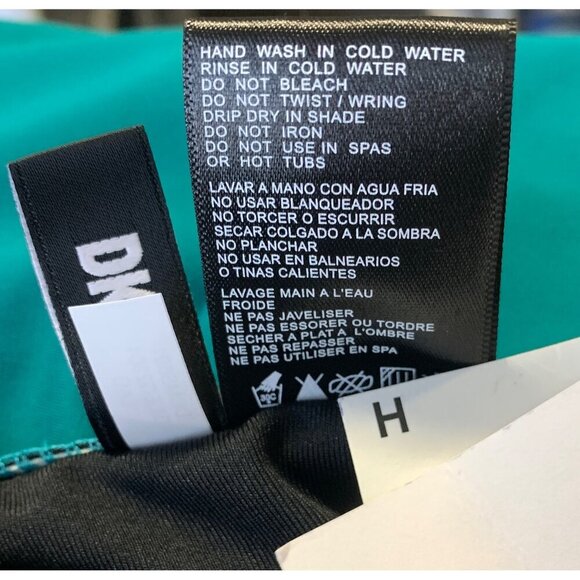 DKNY Women Ruffle Teal Swimsuit Size 16 One Piece Compression UPF SPF 50 New - Picture 7 of 7